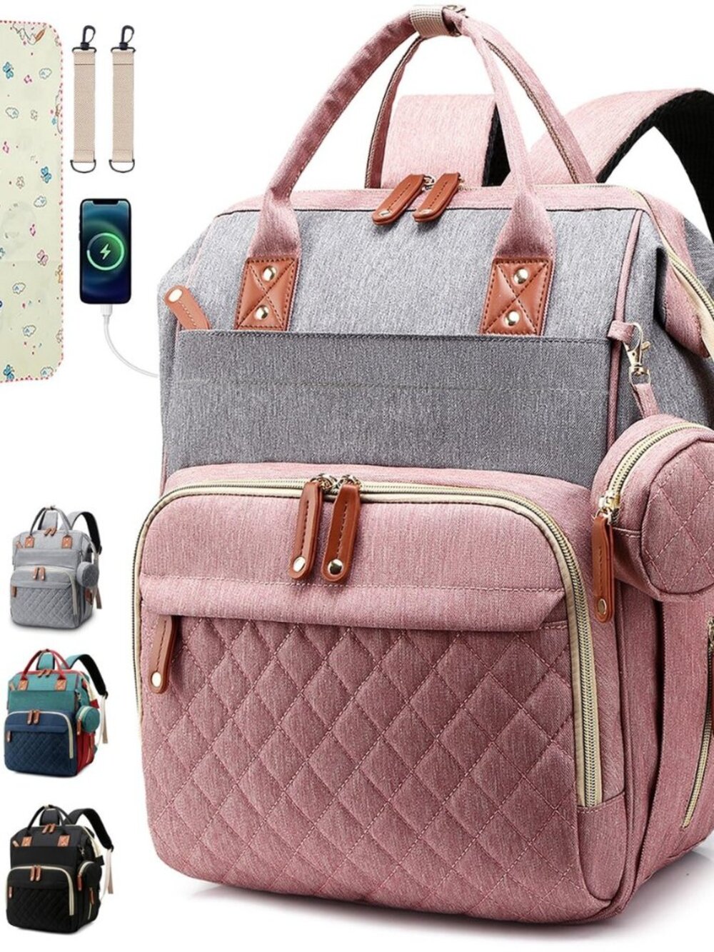 Diaper Bag Backpack Baby Bag, Baby Girl Boy Diaper Bag for Dad Mom with Pad, 16